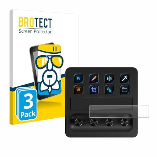 BROTECT Schutzglas für Elgato Stream Deck + (3 Stück) Schutzfolie Panzer Folie Glas [Extrem Kratzfest 9H, Anti-Fingerprint, Ultra-Transparent]