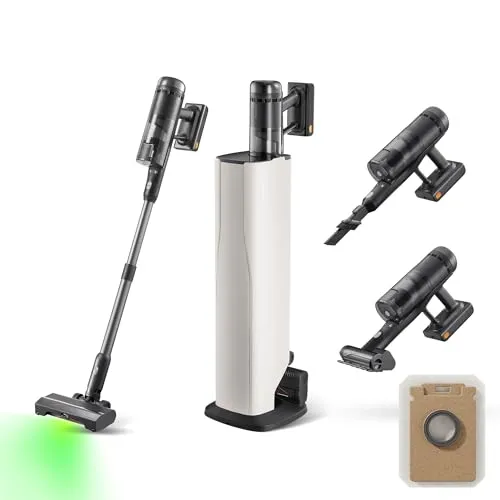 Roborock H60 Hub Ultra - Akku Staubsauger - Staubsauger für alle Bodenarten, ideal für Allergiker und Tierhaare. Mit HEPA H13 Filter, 90 Min Laufzeit und LED-Display für einfache Handhabung.
