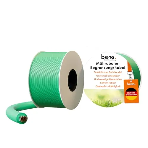 BEOS® Premium Begrenzungskabel für Mähroboter - Universell kompatibel – hochwertiger Begrenzungsdraht - Kompatibel mit Rasenroboter von Worx, Gardena, Husqvarna, Bosch, Stihl, UVM. Ø2,7mm – 50 m