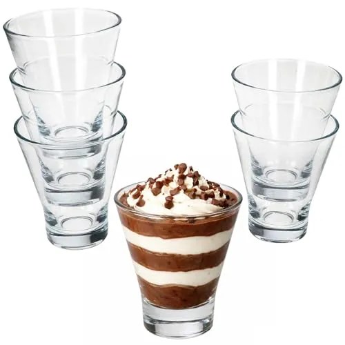 MamboCat YPSI 6er Set Dessertgläser aus Glas I 150 ml I kleine konische Gläser mit dickem Boden I für Dessert, Schichtsalat, Snacks & Shots I stapelbar I für Party, Geburtstage