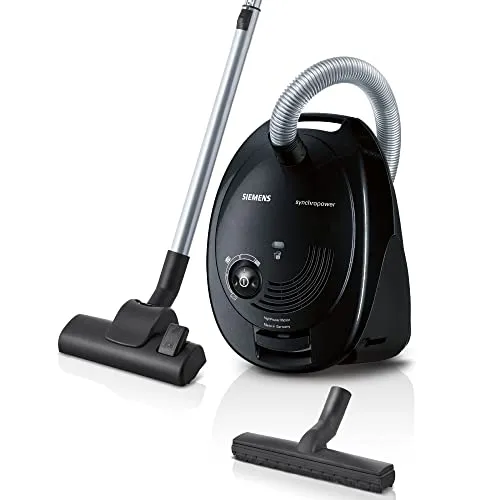 Siemens VS06A212 - Bodenstaubsauger mit Staubbeutel, energieeffizient Klasse A und ideal für die Tiefenreinigung von Hartböden und Teppichen