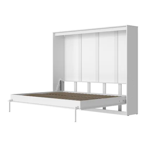 SMARTBett Schrankbett Classic 160x200cm Horizontal Weiss - Praktisches Wandbett mit Gasdruckfedern für müheloses Öffnen und Schließen. Ideal für Gästezimmer oder Büros, bietet es eine Liegefläche von 160x200cm und eine maximale Traglast von 300kg.