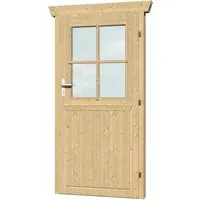Gartenhaustür SKANHOLZ "Einzeltür", beige (natur) 78,5 x 179,5 cm - Zubehör für Gartenhäuser mit Echtglas-Scheiben und wahlweise montierbaren Sprossen. Ideal für eine stilvolle und funktionale Gestaltung Ihres Gartenhauses.