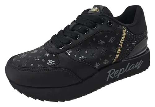 REPLAY Damen Penny All 2 Sneaker, 003 Black, 40 EU - Damen-Sneaker mit zeitlosem Design und hoher Bequemlichkeit, ideal für den Alltag und stilvolle Outfits.