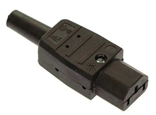 as - Schwabe Kaltgerätesteckdose - Typ C13 - Gerätesteckdose für bis 70° C - Thermoplast-Gerätesteckdose - 2-polig - Anschlussleitungen bis max. 3G1,5-230 V / 10 A - Made in Germany - schwarz, 62081