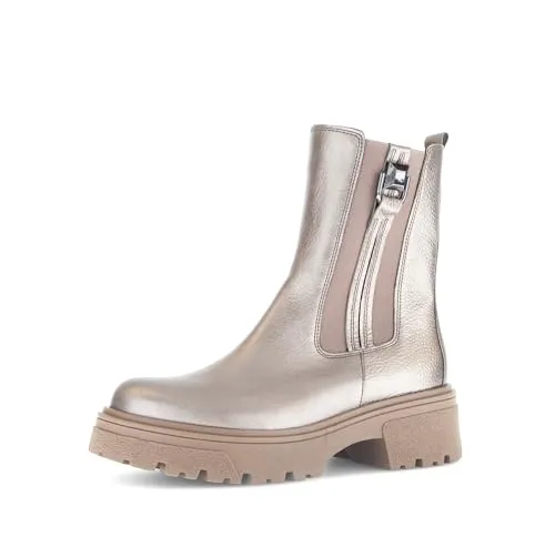 Gabor Damen Chelsea Boots in Taupe (Altsilber) - Elegante Stiefeletten für jeden Anlass, mit flachem Absatz und praktischen Reißverschluss. Ideal für den Übergang, bequem und stilvoll.