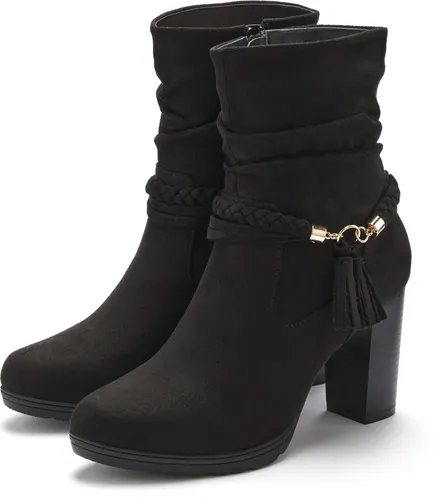 LASCANA Stiefelette mit Blockabsatz und Schmuckelement - Wanderschuhe, modische Stiefelette in veganer Ausführung mit 8,5 cm Blockabsatz und stilvollem Schmuckelement für einen eleganten Look.