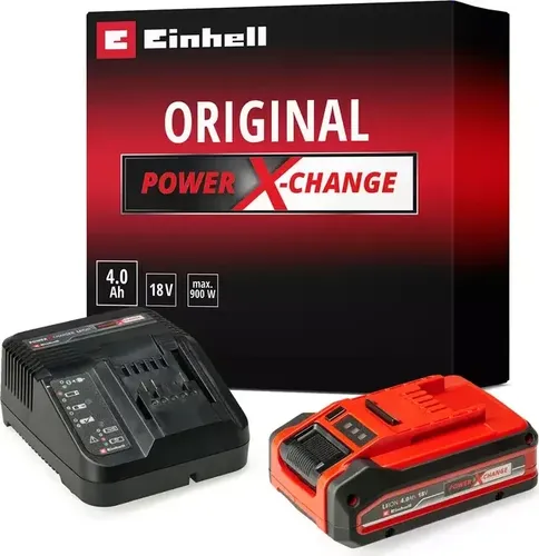 Einhell 4 Ah PLUS Power X-Change Starter Kit - Werkzeugakkus – Optimales Starter-Set mit 4 Ah Akku und Schnellladegerät für Power X-Change Geräte, nur 75 Minuten Ladezeit für maximale Einsatzbereitschaft.