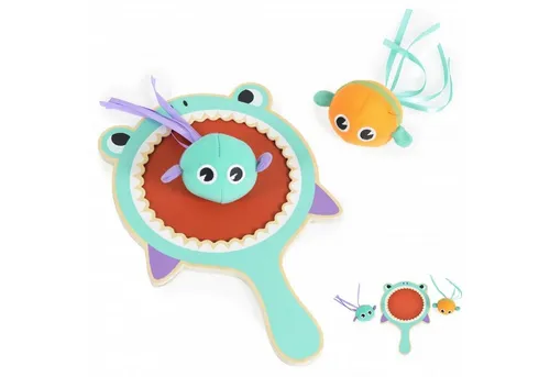 Tooky Toy Spielball Ballspiel TF981 Hai-Fangball, 1 Schläger 2 Bälle Wurfspiel ab 3 Jahre