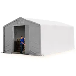 OUTLANDER Zelthalle 5x8m - Wasserdichtes Lagerzelt mit Schiebetor - Diese robuste OUTLANDER Zelthalle bietet ganzjährigen Schutz für Ihre Lagerbedürfnisse. Mit stabiler PVC Plane und verstärktem Stahlgestänge ist sie ideal für alle Wetterbedingungen und überzeugt durch eine einfache Montage.