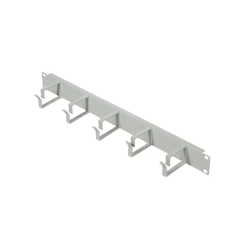 Koscom Connect Kabel-Rangierpanel für Netzwerkschrank I 1 HE Kabelführung für Serverschrank I Rangierfeld mit 5 Führungsbügel 40 x 60 mm I Server Rack Kabelmanagement (Grau, 19 Zoll)