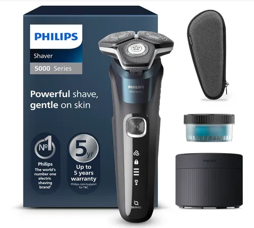 Philips Shaver Series 5000 - Elektrorasierer mit SkinIQ Technologie - Elektrische Rasierer, leistungsstarke Rasur mit SkinIQ Technologie, die sich an Ihre Haardichte anpasst und die Haut schont. Ideal für eine gründliche Nass- oder Trockenrasur.