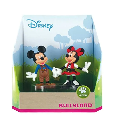 Bullyland 15081 - Disney Mickey & Minnie Spielfiguren-Set - 2-teiliges Set mit Mickey in Lederhose und Minnie im Dirndl. Handbemalt und aus PVC-freiem Material, ideal für kreatives Spielen und als Geschenk für Kinder.