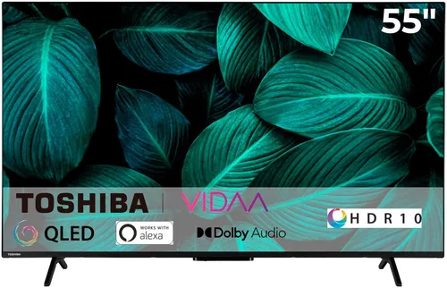 Toshiba 55QV2463DA QLED-Fernseher - 55 Zoll Smart-TV mit 4K Ultra HD, Dolby Vision und Alexa-Sprachsteuerung für ein beeindruckendes Seherlebnis in jedem Raum.