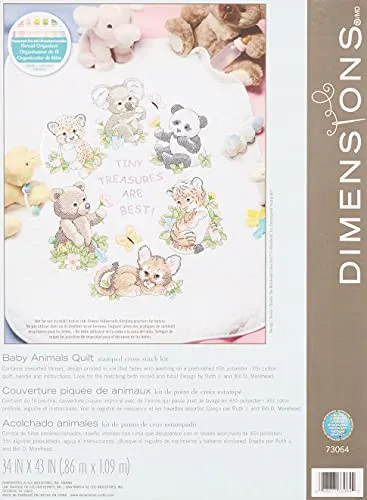 Dimensions Quilt-Set Kreuzstich (inkl. Vorlage, Nadel und Anleitung), Baby Animals