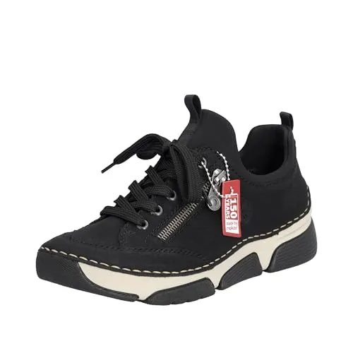 Rieker Slip-On Sneaker - Bequemer Schlupfschuh in Schwarz - Halbschuhe mit weicher Innensohle für optimalen Komfort, ideal für Freizeit und Alltag. Sportlicher Stil mit Kontrastnähten und Zierreißverschluss.