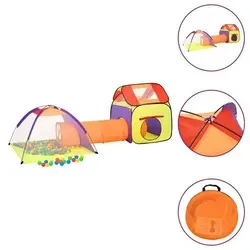 vidaXL Spielzelt mit 250 Bällen – Mehrfarbig 338x123x111 cm - Bällebad für Kinder mit 3-in-1 Design: Zelt, Haus-Zelt und Spieltunnel. Enthält 250 bunte Bälle für endlosen Spielspaß! Strapazierfähiges, wasserfestes Polyester für drinnen und draußen.
