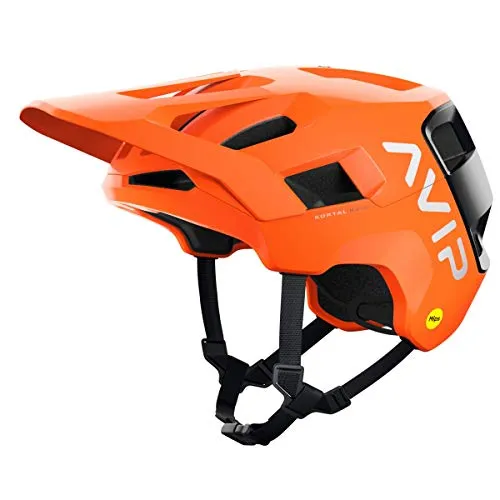 POC Kortal Race MIPS Helm - Fluorescent Orange AVIP, S (51-54cm) - Fahrradhelm mit MIPS-Technologie für optimale Sicherheit, zusätzlichem Schutz an Schläfen und Hinterkopf sowie integriertem NFC-Chip für medizinische Notfälle.