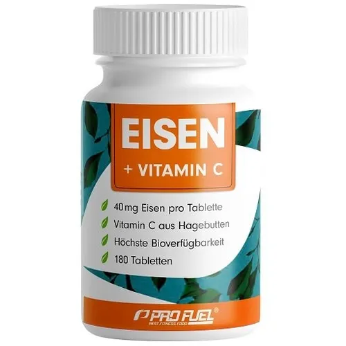 Eisentabletten hochdosiert 180x - 40 mg Eisen + Vitamin C - Eisenpräparate mit 40 mg bioverfügbarem Eisen aus Eisenbisglycinat und 40 mg Vitamin C für optimale Eisenaufnahme. Ideal zur Unterstützung des Energiestoffwechsels und zur Reduzierung von Müdigkeit.