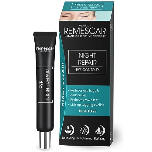 Remescar Regenerative Nachtcreme für die Augenkontur 20ml – Anti-Aging Augencreme - Augencreme zur Regeneration über Nacht, reduziert Falten, Augenringe und Tränensäcke. Sichtbare Ergebnisse in nur 28 Tagen für eine straffere, jugendliche Augenpartie.