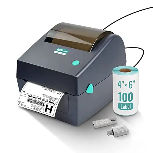 HotLabel Etikettendrucker, DHL Thermodrucker Etikettenmaschiene, 4x6 Labeldrucker, Desktop Etikettendruck, Versandetikettendrucker kompatibel mit DHL Amazon Ebay Otto DPWN Windows Mac