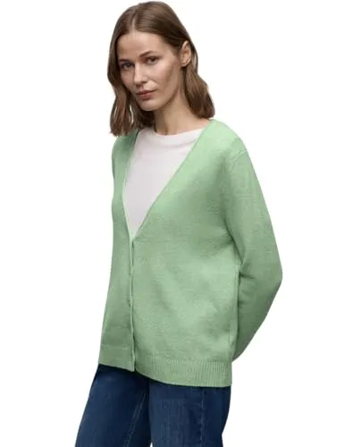 Street One Damen Kuscheliger V-Neck Cardigan - Kuschelige Strickjacke mit V-Ausschnitt und Knopfleiste, ideal für gemütliche Tage. Die langärmligen Rippbündchen sorgen für perfekten Sitz und angenehmen Tragekomfort.