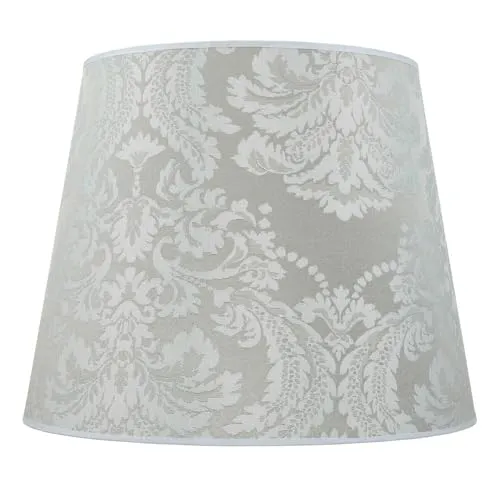 Licht-Erlebnisse Lampenschirm WILLOW Silber - Zubehör für Leuchten: Eleganter Lampenschirm aus Stoff mit Barock-Muster, ideal für Stehlampen E27. Verleihen Sie Ihrer Lampe einen neuen Look ohne Komplettaustausch.