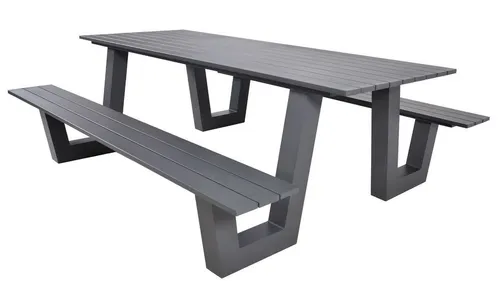 Picknick Set Breeze anthrazit 220x184cm - Gartentisch Set in elegantem Anthrazit, ideal für entspannte Picknicks im Freien mit robustem Aluminiumrahmen und Tischplatte.