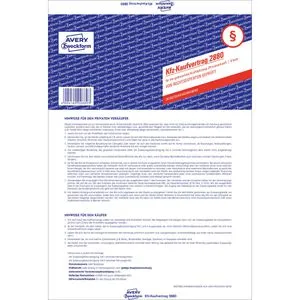 Zweckform Kaufvertrag 2880 für gebrauchtes Kfz, A4, 1 x 4 Blatt, selbstdurchschreibend