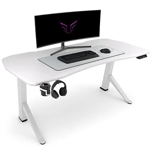 Ultimate Setup® Gaming Tisch höhenverstellbar elektrisch – Weiß, 160x80 cm - Erlebe den Ultimate Setup Gaming Tisch mit einzigartiger Stabilität und stufenloser Höhenverstellung. Ideal für Gamer, die Komfort und Flexibilität schätzen. Unterstützt bis zu 80 kg – perfekt für dein Setup!