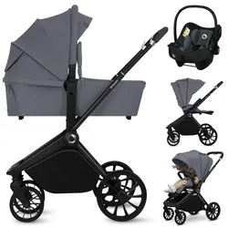 LIONELO MIKA PLUS 3-in-1 Buggy - Multifunktionaler Kinderwagen für Kinder von 0-48 Monaten, mit verstellbarer Rückenlehne, 360° drehbaren Rädern und XXL-Verdeck für optimalen Schutz und Komfort.