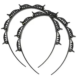 2er Set Haarreifen mit Klammern Schwarz - Praktische Haaraccessoires für Damen - Vielseitige Haarreifen für Sport, Yoga und Alltag. Das elegante Design sorgt für einen sicheren Halt, während das hochwertige Material Langlebigkeit garantiert. Ideal für alle Frisuren und Haartypen.
