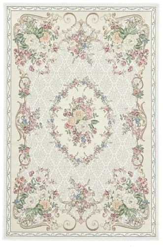 THEKO Teppich Flomi Floral 80x150 cm - Rechteckiger Teppich im floralen Design, ideal für Wohnzimmer und Schlafzimmer. Pflegeleicht und strapazierfähig, auch für Fußbodenheizung geeignet.