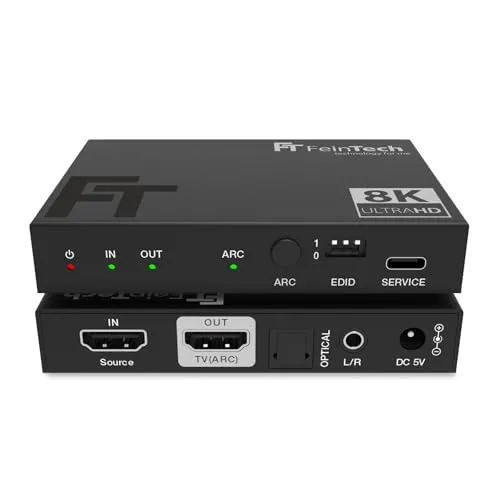 FeinTech AX210 HDMI 2.1 Audio Extractor - 4K 120Hz, 8K VRR, verzögerungsfreie Sound-Ausgabe für PS5, Xbox und mehr, unterstützt Dolby Vision und ARC