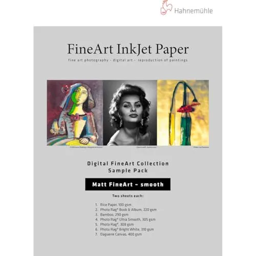 Hahnemuhle FineArt Tintenstrahldrucker-Pack, matt, glatt, 33 x 48,3 cm, 12 Blatt