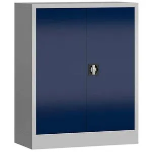 ClassiX Aktenschrank X-530311 - Büroschrank aus Metall, abschließbar mit 2 höhenverstellbaren Fachböden. Ideal für Ordnung und Sicherheit in jedem Büro. Maße: 80 x 100 x 38 cm, Farbe: blau/lichtgrau.