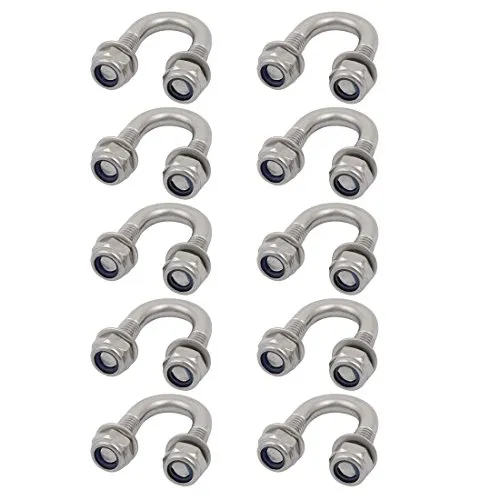 sourcing map 10 Stück Bügelschraube M6x12mm Gewinde U Bolzen 304 Edelstahl U-Bügel mit Gewinde Bügelschelle Runde Biege U Schraube U-Bolzen Bügelbolzen 12mm Rohraußendurchm