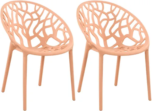 CLP 2er Set Gartenstühle Hope Kunststoff I Stapelstühle wetterfest und UV-beständig I Outdoorstühle pflegeleicht I Sessel für draußen, Farbe:pfirsich