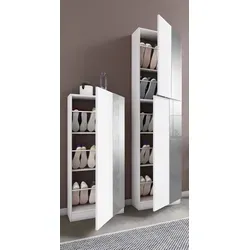 VCM Holz Schuhschrank Fulisa XL mit Spiegel - Schuhschrank mit 2 Drehtüren, Maße: H. 180 x B. 50 x T. 17 cm, ideal für bis zu 10 Paar Schuhe und durch Spiegel funktional und modern.