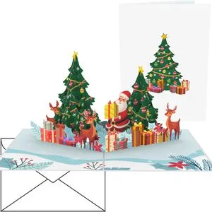 papercrush Weihnachtskarte WeihnachtsmannundRentiere, 130 x 180mm, Pop-Up Karte, mit Umschlag, 1 Stück