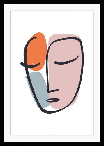 queence Bild Manuela, Abstrakt, Figuren, Gemälde, Gesicht, Kunst, Modern, HD Premium Poster-Druck inkl. Holzrahmen
