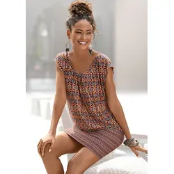 Modisches Longshirt LASCANA für Damen, Gr. 32/34 - Shirts mit Ethnoprint und lockerem Schnitt. Angenehmes Jersey-Material aus 95% Viskose, ideal für lässige Outfits und den Sommer.