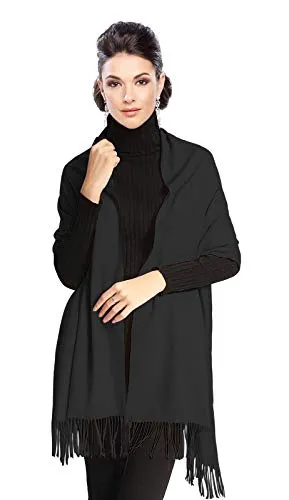 Moschen-Bayern Pashmina Stola Damen - Elegante Kaschmirstola in Schwarz - Hochwertige Pashmina Stola aus feinen Materialien für einen stilvollen Auftritt. Ideal kombinierbar mit Abendkleidern oder Trachten, sorgt für angenehmen Tragekomfort und ist ein elegantes Accessoire für besondere Anlässe.