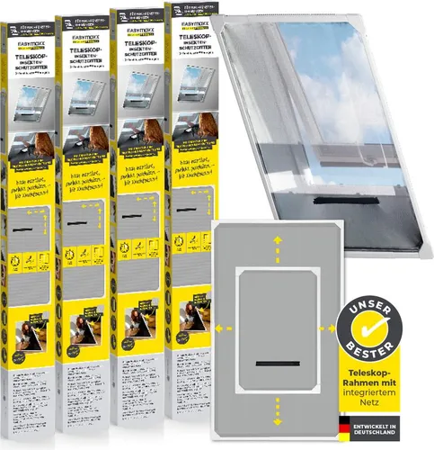 EASYmaxx Insect Protect Teleskop Fliegengitter für Dachfenster – 63x93 cm bis 100x160 cm - Innovatives Teleskop-Fliegengitter mit integriertem Netz. Einfache Installation ohne Werkzeug, flexibel anpassbar und bietet optimalen Schutz vor Insekten – ideal für frische Luft ohne Kompromisse!