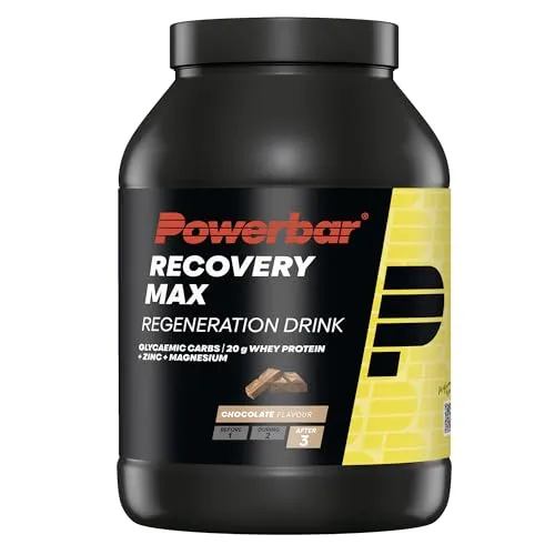 PowerBar Recovery Max Regeneration Drink Schokolade - Energie-Getränke für optimale Regeneration nach dem Training, kombiniert hoch-glykämische Kohlenhydrate mit hochwertigem Protein für schnelle Energiewiederherstellung.