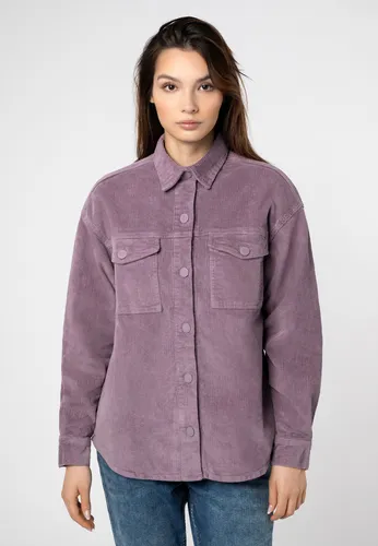 Eight 2 Nine Damen Cord Hemdjacke – Lässige Cordjacke mit Knopfleiste Purple L