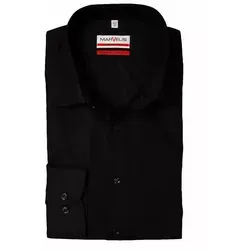 Marvelis Herren Businesshemd Non-Iron Modern Fit, schwarz - Herrenhemden in Modern Fit, bügelfrei aus 100% Baumwolle mit extra langem Arm und New-Kent-Kragen für einen eleganten Look.