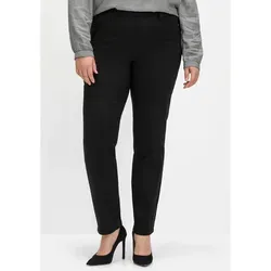 Schlupfhose SHEEGO "Große Größen", Damen, Gr. 48, Normalgrößen, schwarz, Obermaterial: 98% Baumwolle, 2% Elasthan, unifarben, casual, lang, Hosen, in schmaler Beinform