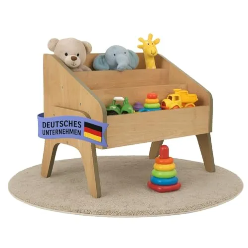 Mein-Regal Bücherbox Mill Eiche hell – Kleines Bücherregal mit 3 Etagen - Praktische Bücherbox MILL aus Holz, ideal zur Aufbewahrung von Büchern und Deko. Mit 3 Etagen für optimale Raumnutzung. Perfekt für Kinderzimmer, Wohnzimmer oder Büro. Größe M: ca. 55x35x45 cm.