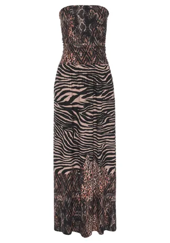 Maxikleid, mit Animalprint, Bandeau-Kleid, Sommerkleid, schulterfrei, Gr. 38 - N-Gr, bedruckt N-Gr